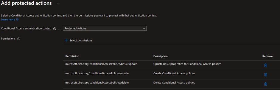 Link protected actions in Entra ID to authentication context.