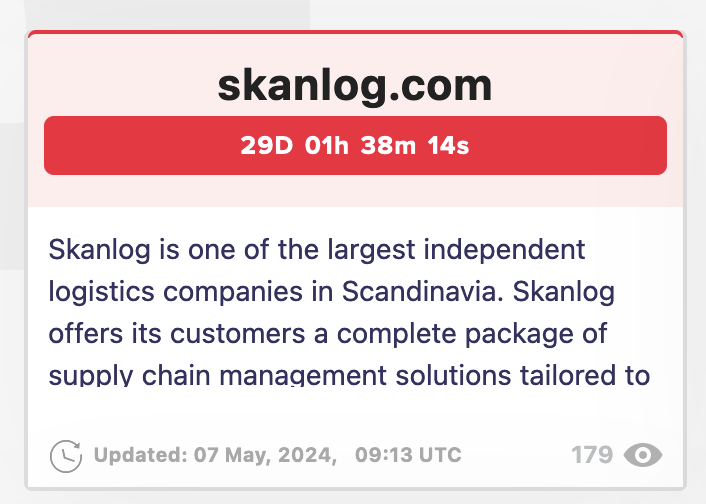 A listing of Skanlog on the LockBit portal.