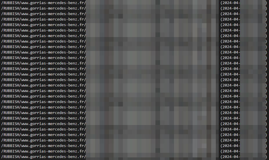 A listing of files exfiltrated from Gorrias Mercedes Benz.